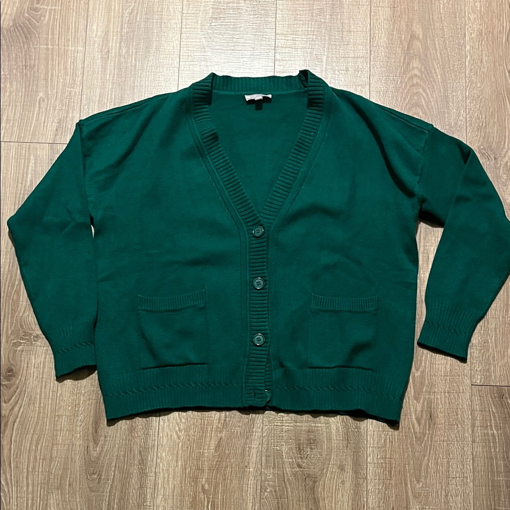 Evolution by Cyrus XL Kelly Green Women's Cardigan Sweater w:pockets